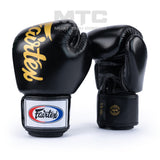 Fairtex Black Deluxe Tight-Fit Boxing Gloves